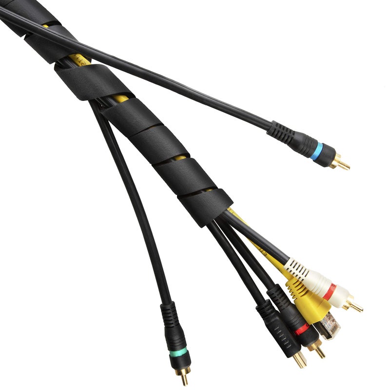 UT Wire 10-ft Cable Slinky Soft and Flexible Rubber Spiral Cord Wrap (2-ft X 5 pcs) Black - Image 1